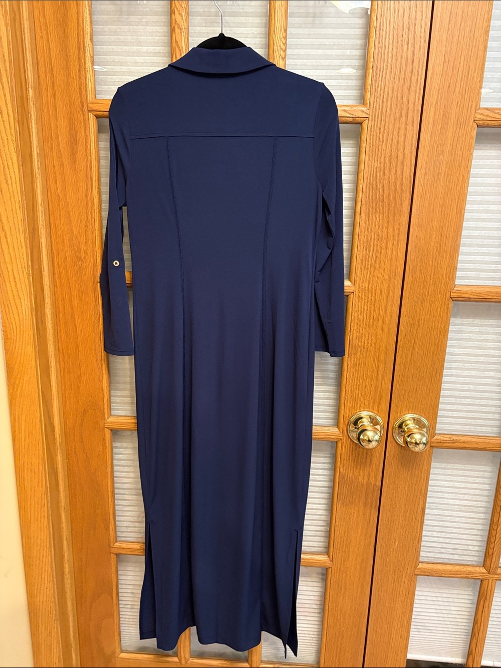 NWT Chico's 0 Navy Button-Front Maxi Shirt Dress - Picture 4 of 5